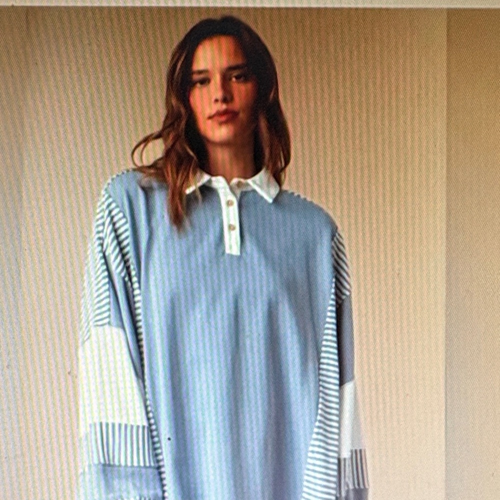 Fantastic Fawn Blue and White Striped fits plus